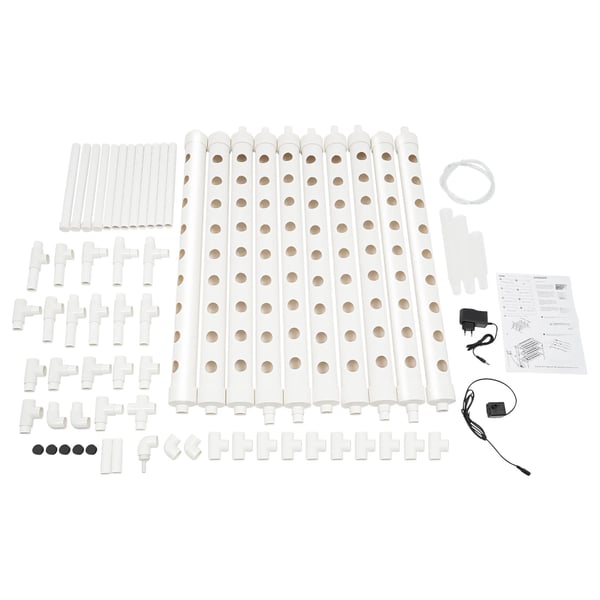 Hydroponisk dyrkningssystem, 3-etagers PVC-rørsystem, 90 plantepladser