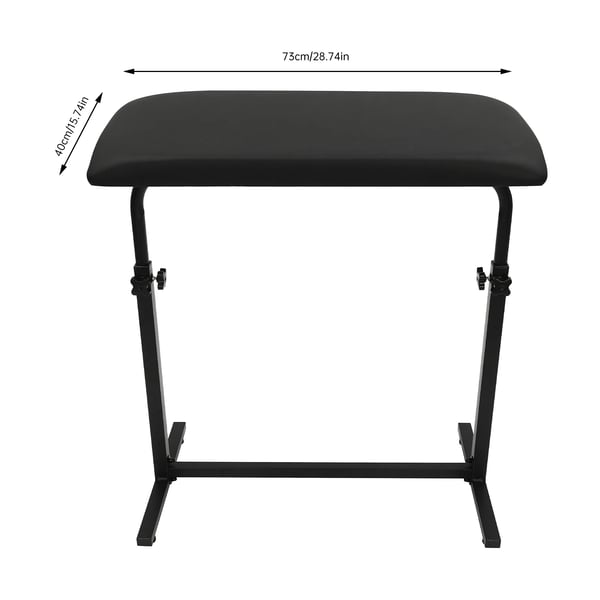 Tatoveringsarmstøtte - Stativ - Stor blød pude 73×40×5,5 cm - 340° roterbar - Justerbar højde 67–100 cm - Bæreevne 80 kg - Jern/PVC - Sort