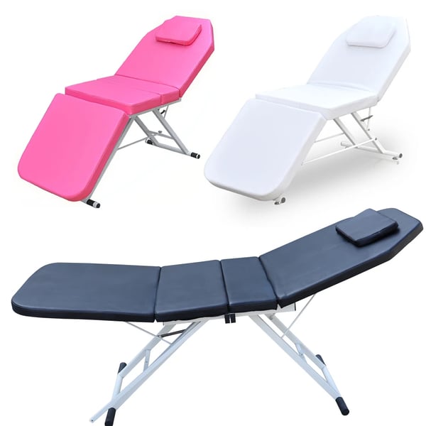 3-delt massagebriks, bærbar behandlingsseng med aluminiumsramme, lysegrå til salon, spa og tatovering