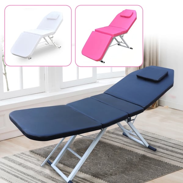 3-delt massagebriks, bærbar behandlingsseng med aluminiumsramme, lysegrå til salon, spa og tatovering