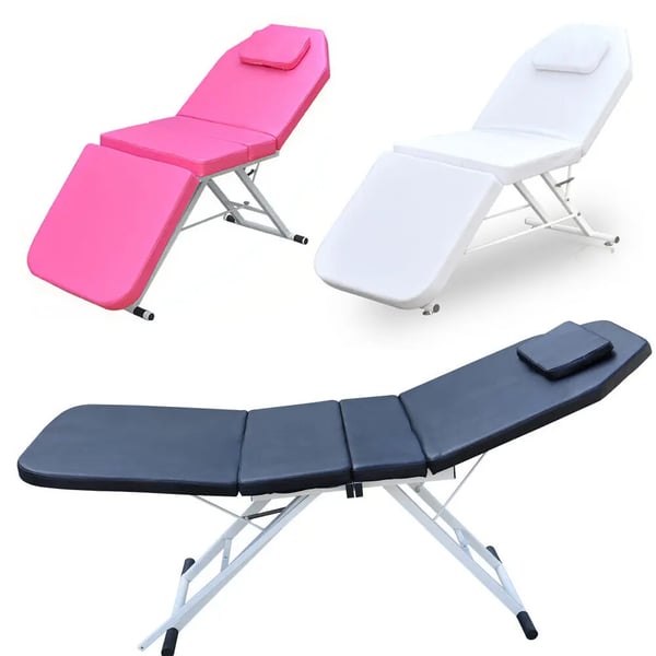 3-delt massagebriks, bærbar behandlingsseng med aluminiumsramme, lysegrå til salon, spa og tatovering
