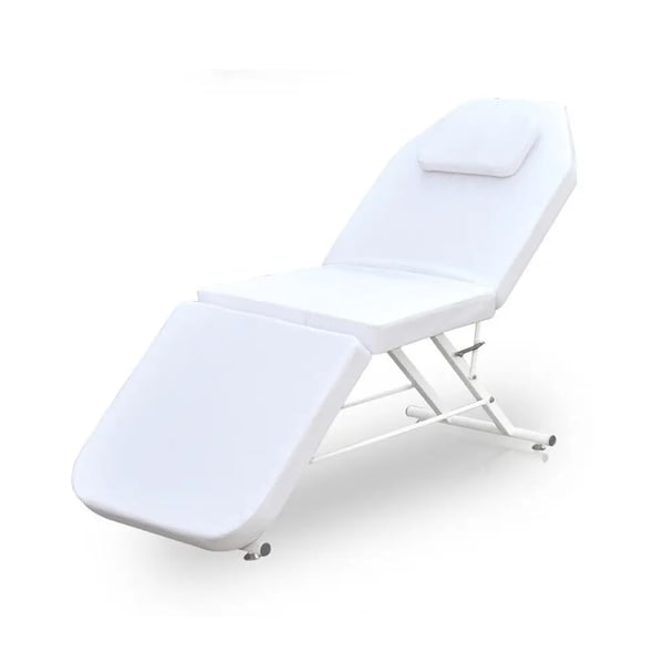 Massagebriks 3-delt, behandlingsstol, aluminiumsramme, sammenklappelig og bærbar, til salon/spa/tatovering, farve Buff