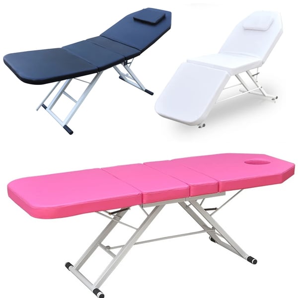 3-delt massagebriks, bærbar behandlingsseng med aluminiumsramme, lysegrå til salon, spa og tatovering