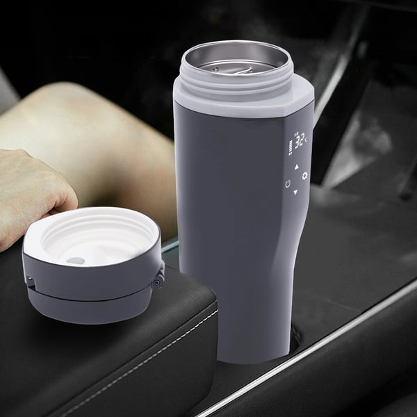 Elektrisk bilkedel - 12V - 500 ml - Digitalt display - Touch-kontrol - Bærbar - Sort