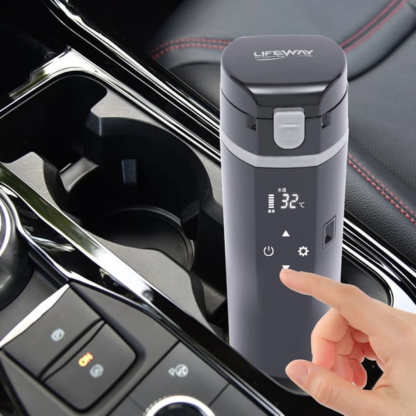 Elektrisk bilkedel - 12V - 500 ml - Digitalt display - Touch-kontrol - Bærbar - Sort