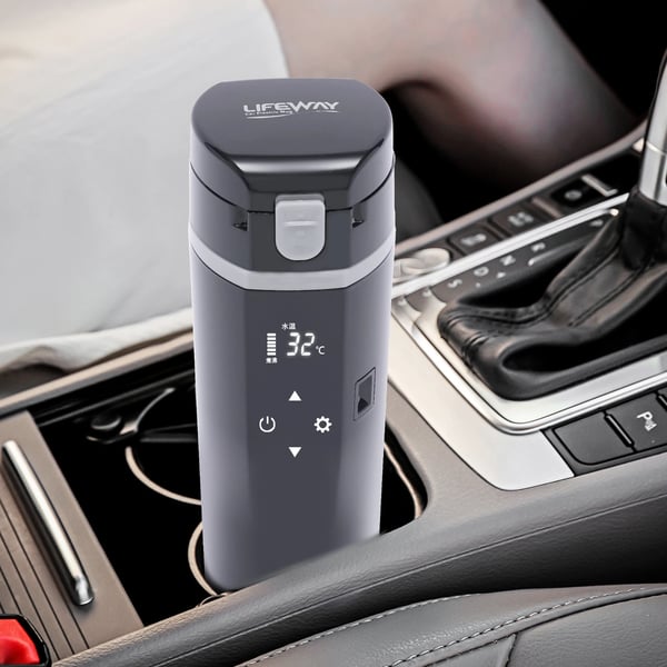 Elektrisk bilkedel - 12V - 500 ml - Digitalt display - Touch-kontrol - Bærbar - Sort