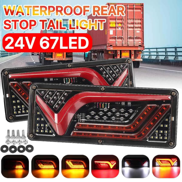 LED Bremselygter - 24 V - 2 Stk - Til Lastbil, Trailer, Bus, Autocamper, Campingvogn, Traktor, Bil
