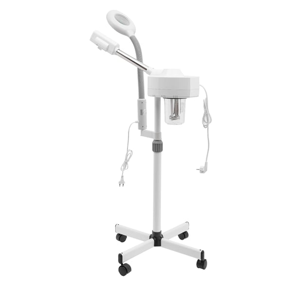 Ansigtsdamper 2-i-1 med spray, varm nano-forstøvning, fugtgivende, fleksibel justering, UV-lampe, elfenbensfarvet