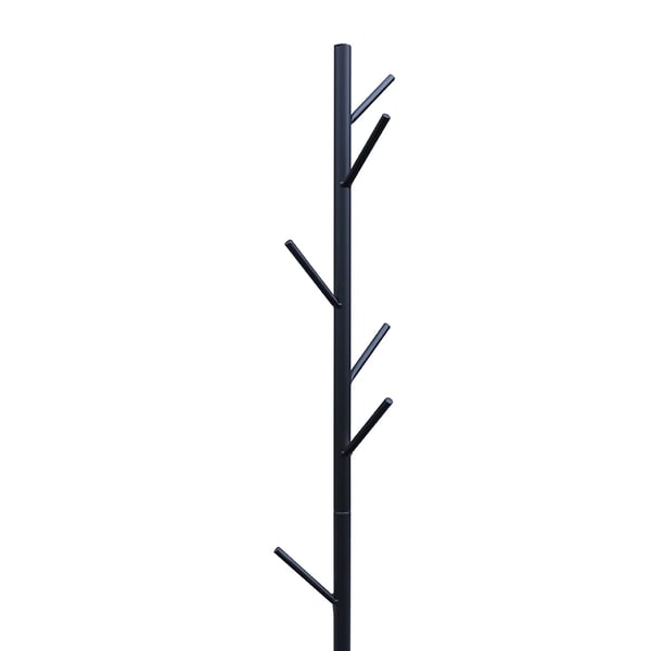 Stumtjener/knagerække - Fritstående hjørnemodel - 7 kroge - Jern - Entréopbevaring - Kræver montering - Sort