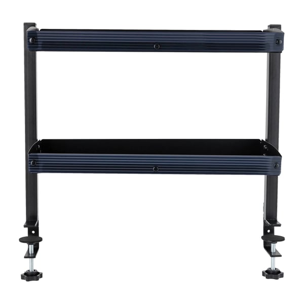 Skrivebordshylde - Klemmemonteret hjørnehylde - 2 niveauer - Over eller under bord - Kulstofstål - 44×39,3×15,3 cm - Sort