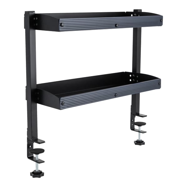Skrivebordshylde - Klemmemonteret hjørnehylde - 2 niveauer - Over eller under bord - Kulstofstål - 44×39,3×15,3 cm - Sort