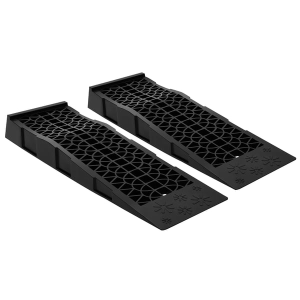 Bilramper - Serviceramper - 2 Stk - 5000 kg Bæreevne - Lav Profil - Ekstra Kraftige - PP-Plast - 69,8×20×7,8 cm - Sort
