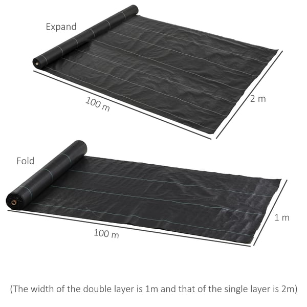 Ogräsduk - Markväv - Gramvikt 60 g/m² - Polypropylen PP - Storlek L - Svart
