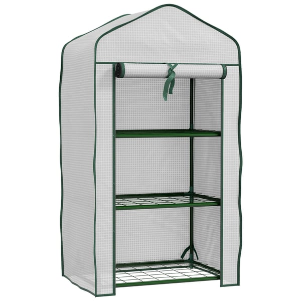 Mini växthus - Trädgårdsdrivhus - 3 våningar - 59 x 39 x 127 cm - Vattentätt - Vit