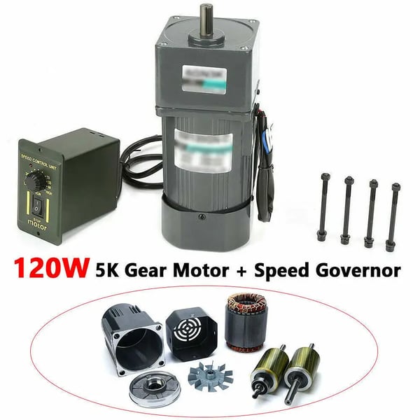 Gearmotor - 120 W AC 220 V - 1350 omdr./min - Hastighedsregulator - CE - Belastning ≤3,5 kg