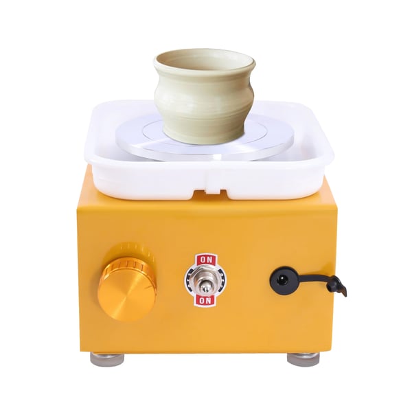 Mini keramik-drejeskive, elektrisk, 0–2000 omdr./min, aftagelig skål, gul