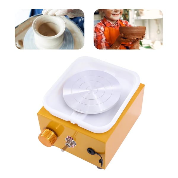 Mini keramik-drejeskive, elektrisk, 0–2000 omdr./min, aftagelig skål, gul