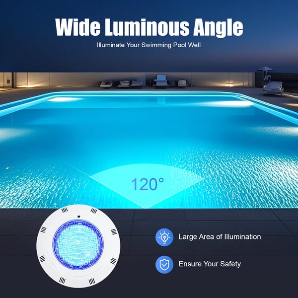 LED poollampe - Undervandslampe - 12 V AC - 10 W - 360 LED - 3600 lm - IP68 - 29,5 x 7 cm - Hvid