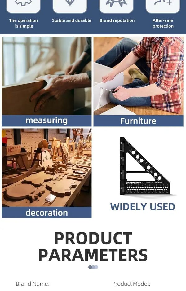 3D Målelineal - 3-i-1 Vinkelmåler/Kombinationsvinkel - Aluminiumlegering - Multivinkel Måling - Hulpositionering - Metrisk Skala mm/cm - Beige