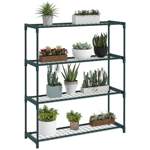 Växtställ - Blomhylla 4 Nivåer - 89x28x107 cm - För Krukväxter - Mörkgrön