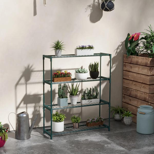 Växtställ - Blomhylla 4 Nivåer - 89x28x107 cm - För Krukväxter - Mörkgrön