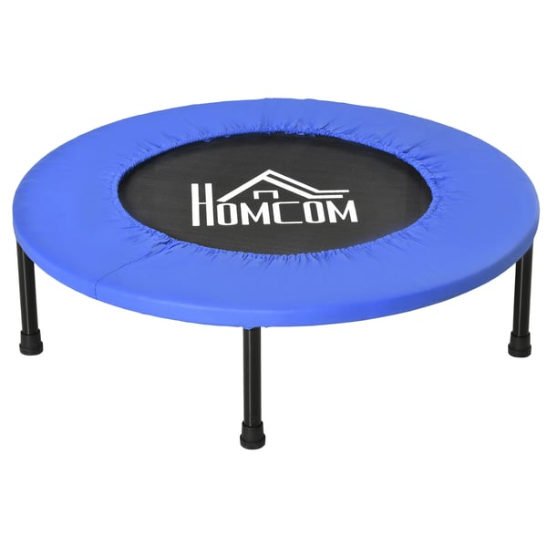 Fitness-trampolin - Minitrampolin - Ø 81 cm - 28 fjädrar - Skyddskant - Max 100 kg - Blå