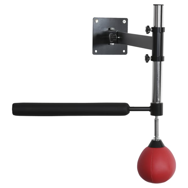 Boxboll Speedball - Väggmonterad - Höjdjusterbar - Med svängbar arm - För cardio & bålträning - Svart