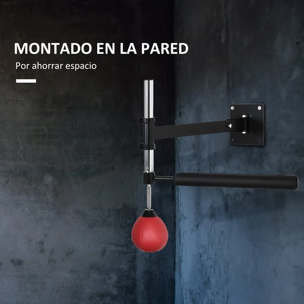 Boxboll Speedball - Väggmonterad - Höjdjusterbar - Med svängbar arm - För cardio & bålträning - Svart