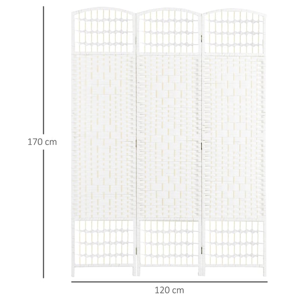 Rumsavdelare - Vikskärm 3 paneler - 120×170 cm - Bambu & papper - För vardagsrum - Vit