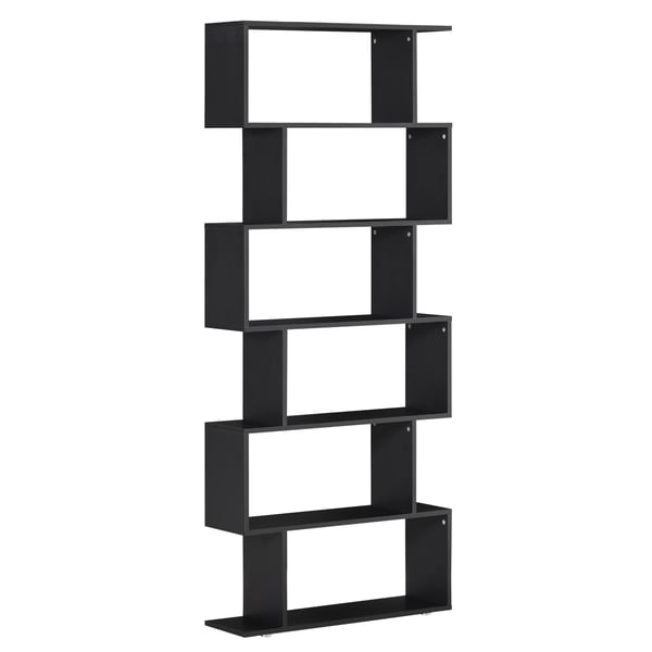 Bokhylla - S-form - 6 Hyllplan - 80×24×191 cm - PVC - Självmontering - Svart