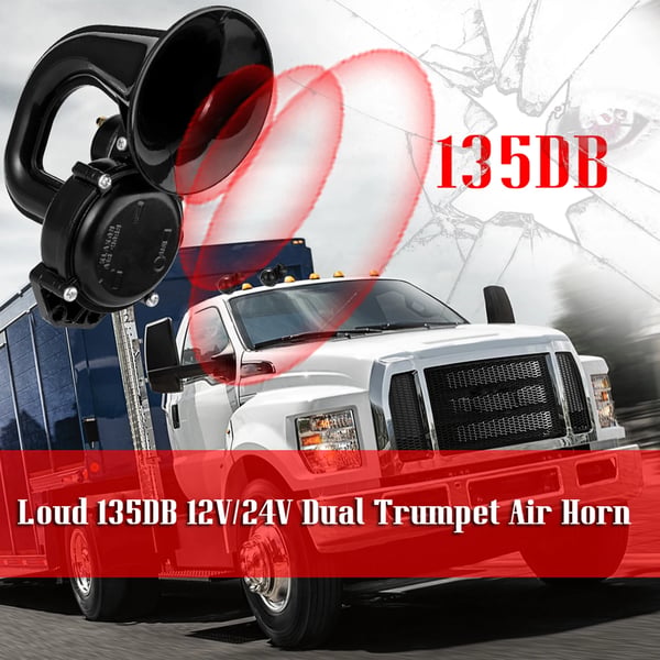 Lastbil Lufthorn - Tryklufthorn - 135 dB - 12/24 V - Elektrisk Ventil - Lav Profil - Til Bil & Lastbil