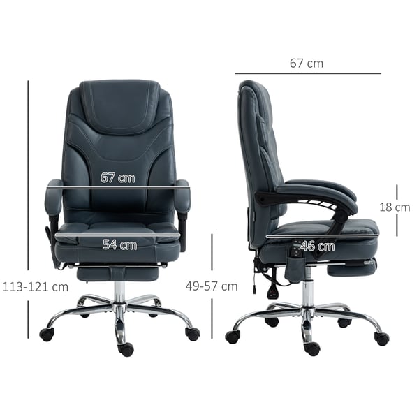 Massagestol - Reclinerfåtölj - 6 Vibrationspunkter - Elektrisk - 67 x 67 x 113–121 cm - Grå
