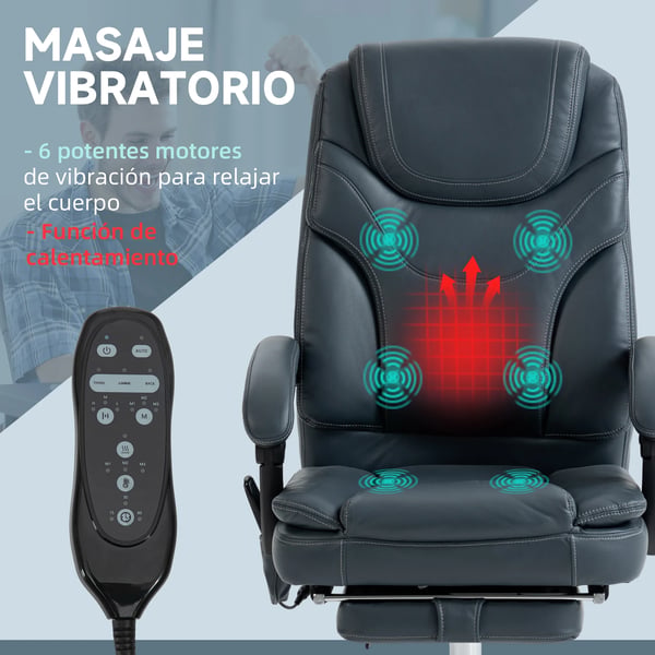 Massagestol - Reclinerfåtölj - 6 Vibrationspunkter - Elektrisk - 67 x 67 x 113–121 cm - Grå