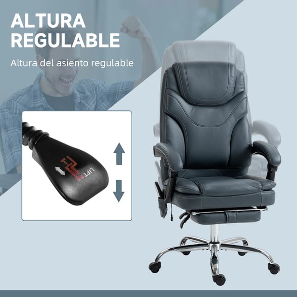 Massagestol - Reclinerfåtölj - 6 Vibrationspunkter - Elektrisk - 67 x 67 x 113–121 cm - Grå