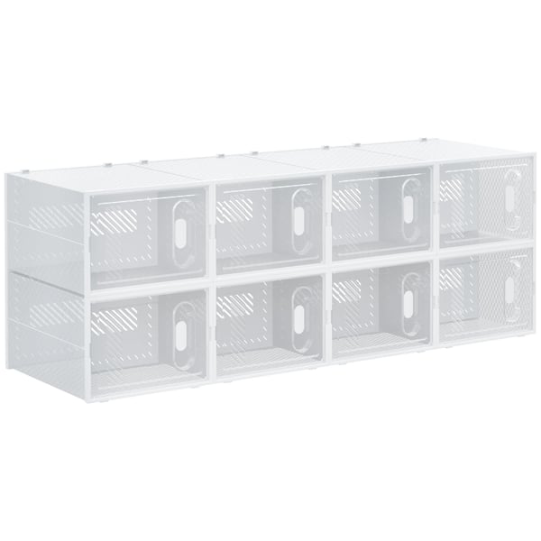 Skolådor - Förvaringsboxar för skor - 8-pack - 28×36×21 cm - PP-plast - För garderob - Vit