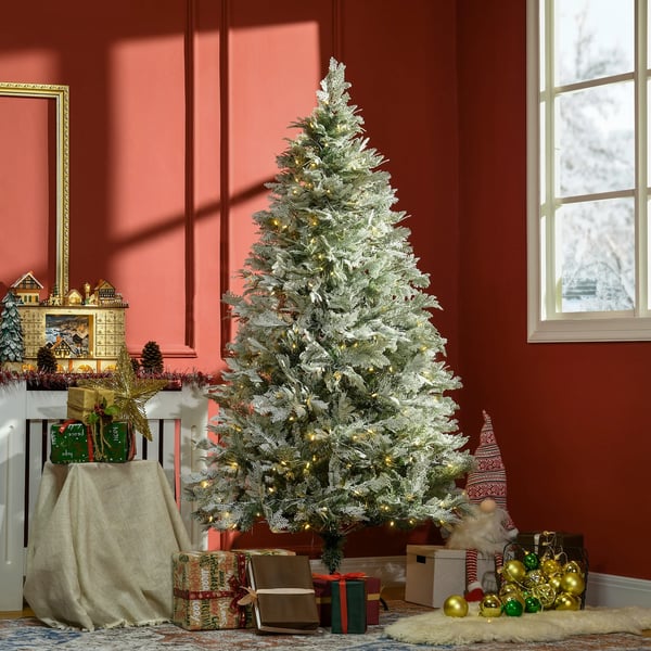 Julgran - Konstgjord - 180 cm - 300 varmvita LED-ljus - Förbelyst - Grön