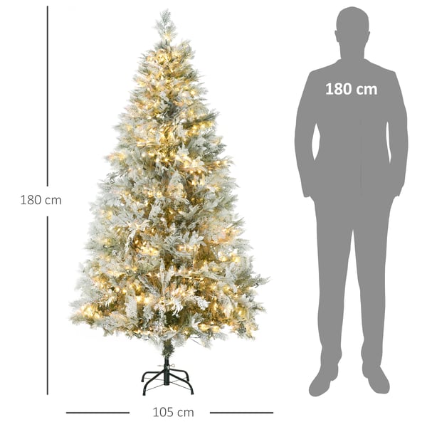Julgran - Konstgjord - 180 cm - 300 varmvita LED-ljus - Förbelyst - Grön