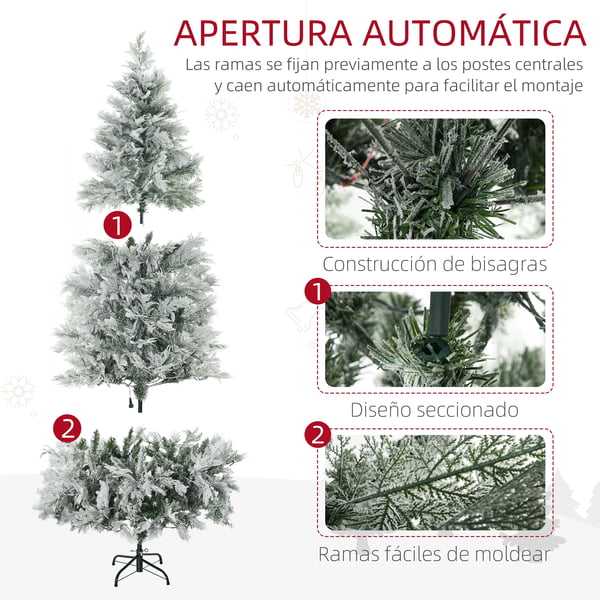 Julgran - Konstgjord - 180 cm - 300 varmvita LED-ljus - Förbelyst - Grön