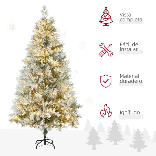 Julgran - Konstgjord - 180 cm - 300 varmvita LED-ljus - Förbelyst - Grön