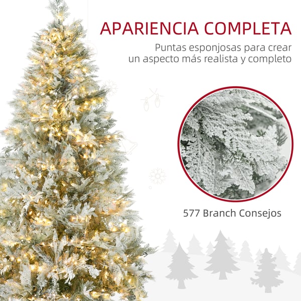 Julgran - Konstgjord - 180 cm - 300 varmvita LED-ljus - Förbelyst - Grön