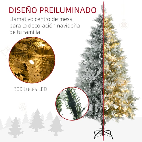 Julgran - Konstgjord - 180 cm - 300 varmvita LED-ljus - Förbelyst - Grön