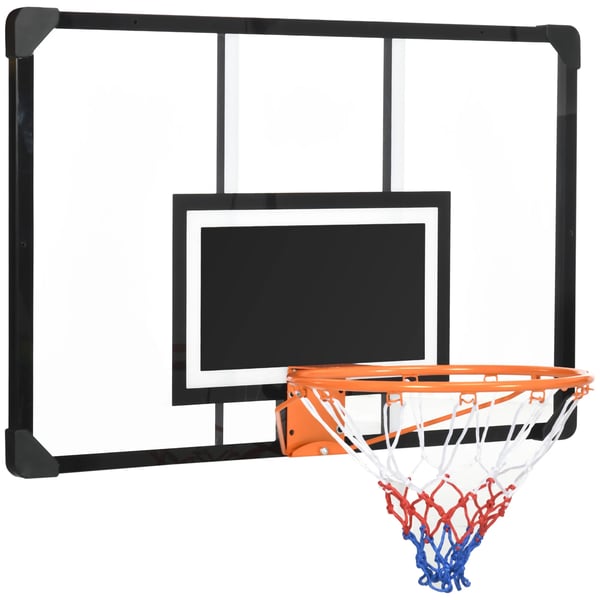 Basketbolltavla med korg - Väggmonterad - 113×61×73 cm - För barn och vuxna - Svart