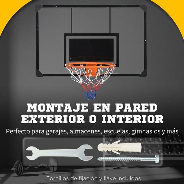 Basketbolltavla med korg - Väggmonterad - 113×61×73 cm - För barn och vuxna - Svart