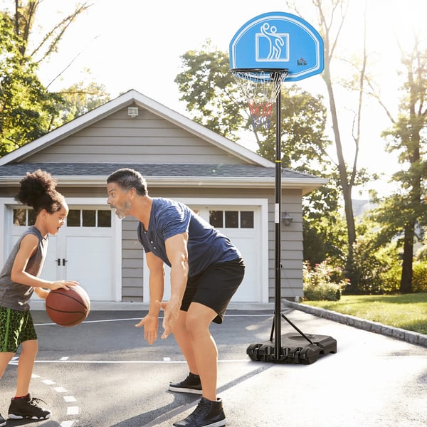 Basketkorg för utomhus - Basketställning - Höjdjusterbar 160–210 cm - För 14+ år - Blå/Svart