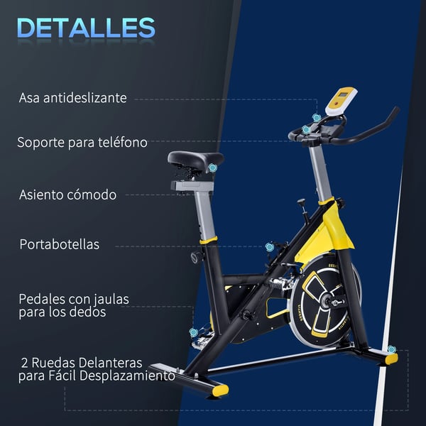 Motionscykel - Stationär träningscykel - Justerbart motstånd - Konditionsträning - Benträning - För hemmabruk - Gul
