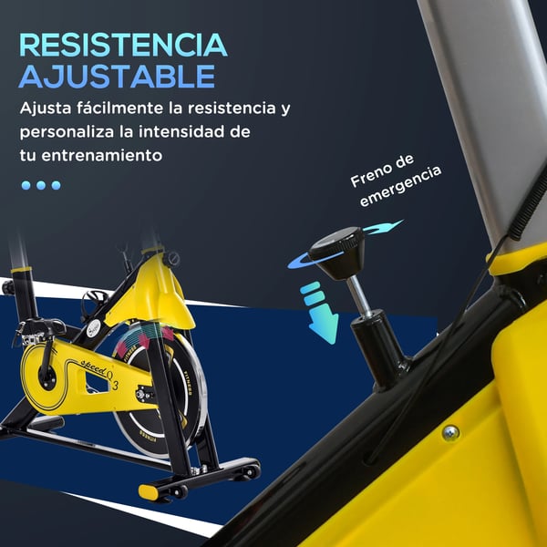Motionscykel - Stationär träningscykel - Justerbart motstånd - Konditionsträning - Benträning - För hemmabruk - Gul