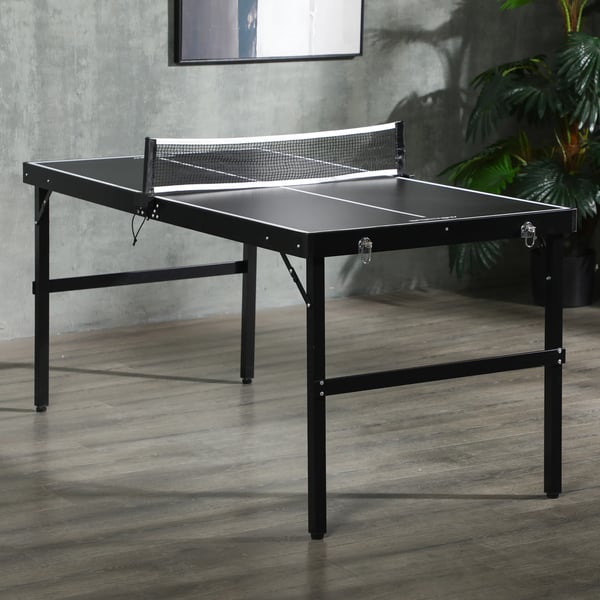 Bordtennisbord/Pingisbord - Hopfällbart - Aluminiumram - 152×76×72 cm - 11,1 kg - Svart