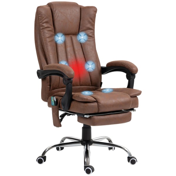 Massagestol - Kontorsstol - 6 Massagepunkter - Lutbar Rygg - Montering Krävs - För Kommersiellt Bruk - Brun
