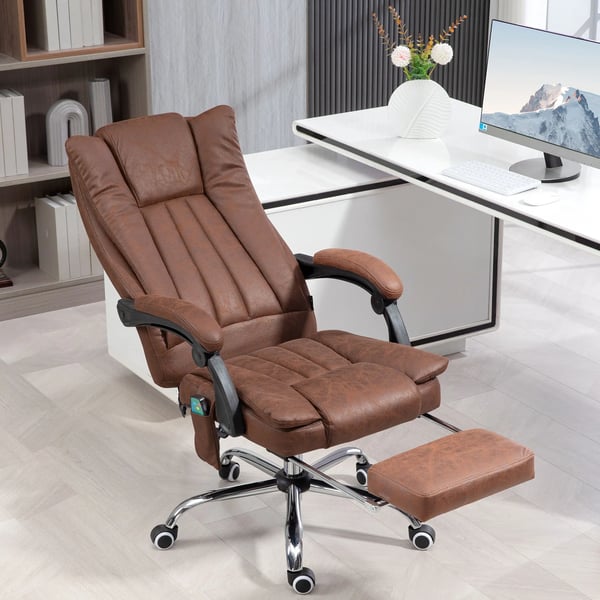 Massagestol - Kontorsstol - 6 Massagepunkter - Lutbar Rygg - Montering Krävs - För Kommersiellt Bruk - Brun