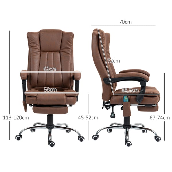 Massagestol - Kontorsstol - 6 Massagepunkter - Lutbar Rygg - Montering Krävs - För Kommersiellt Bruk - Brun